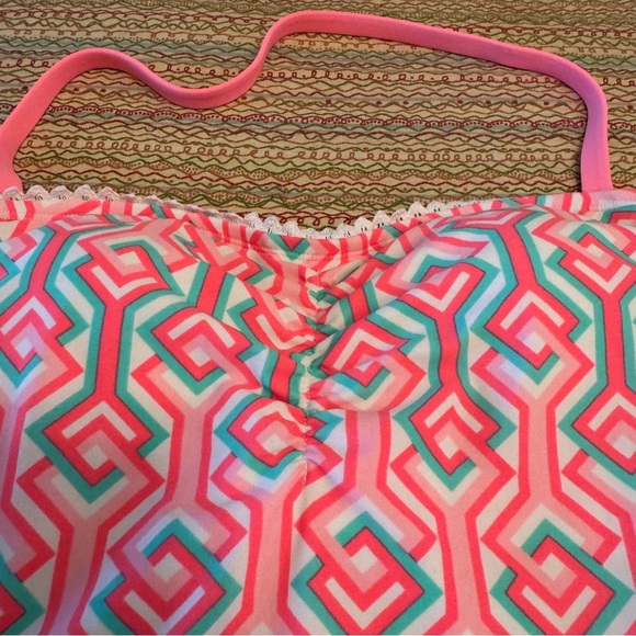 Aqua Couture Tankini Halter Swim Top Colorful Geometric Patterned Size Large - Picture 3 of 10